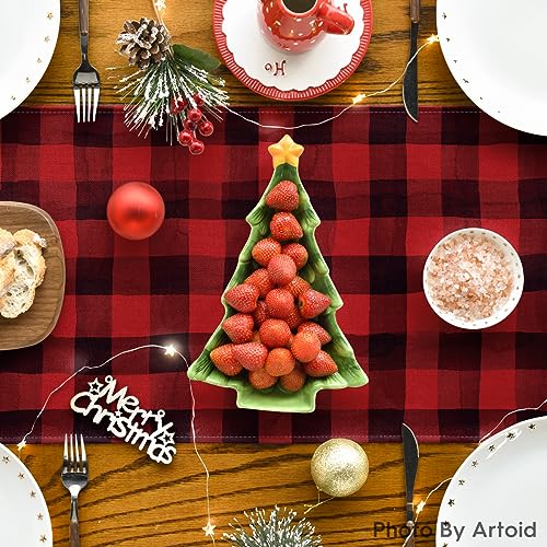 Artoid Mode Christmas Tree Truck Table Runner 13x108 Inch Red & Black Home Decor