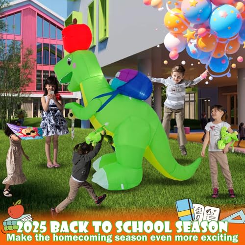 6FT Back to School Dinosaur Inflatable Decoration with LED Lights