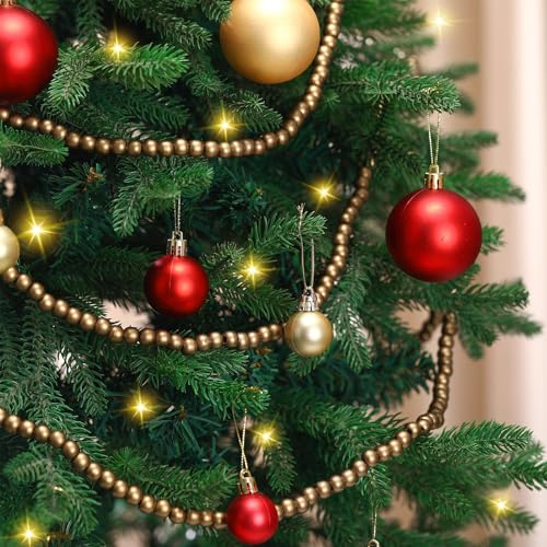Willbond 16ft Wood Bead Garland for Christmas Tree in Bronze Gold - Holiday Decor