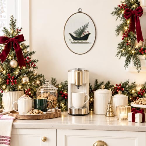 OINDADE Vintage Winter Holiday Christmas Sleigh Oval Wall Art – Tree Variation