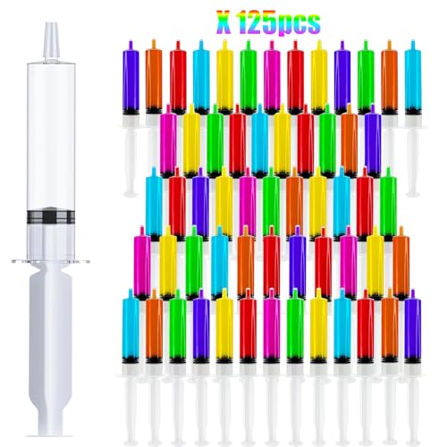 Euoloar 125 Pack 10ml Reusable BPA-Free Syringes for Party Desserts, Jelly & Pudding - Halloween, Christmas, Birthday Supplies