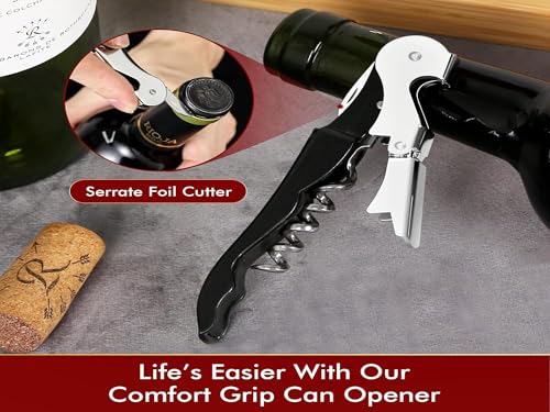 Kit-Home Black 4-Pack Professional Waiter Corkscrew Wine Opener Set with Heavy Duty Hinges