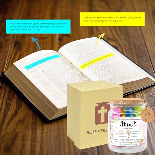 Mimi Gifts Read Me When Bible Verse Jar - 90 Color-Coded Scripture Cards, Inspirational Glass Jar for Mimi