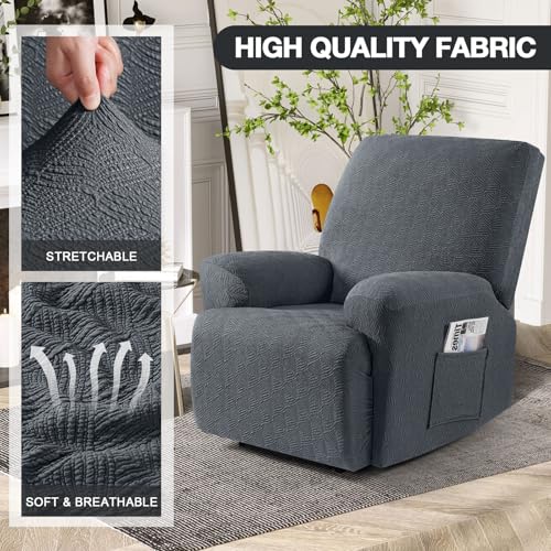 Recliner Chair Covers Washable, Stretch 3-Piece Gray Slipcover