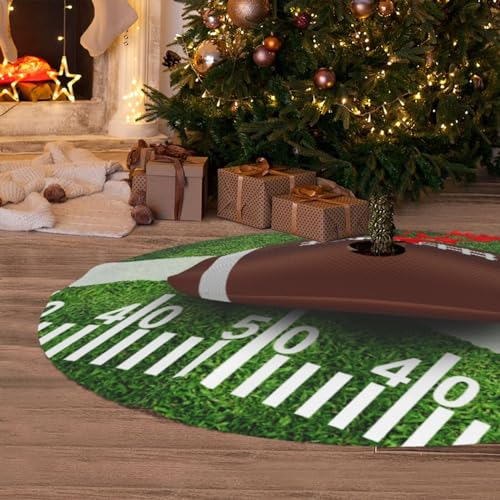 Retro American Football Turf Field Christmas Tree Skirt - 36 Inch Mat