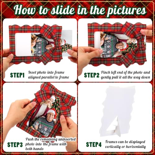 45 Pcs Scalloped Christmas Photo Frames 4x6 - Tartan Plaid Holiday Decor (Variation 45)
