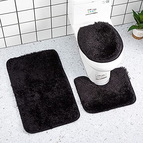 3-Piece Soft Bathroom Rug and Mat Set - Absorbent Toilet Floor Decor