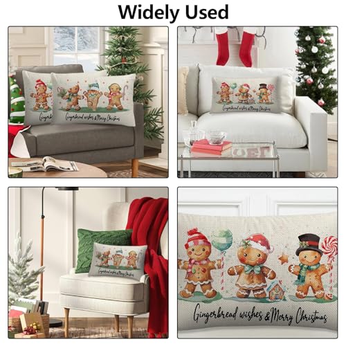Gingerbread Christmas Pillow Covers – 2 Pack Vintage Holiday Cushion Covers