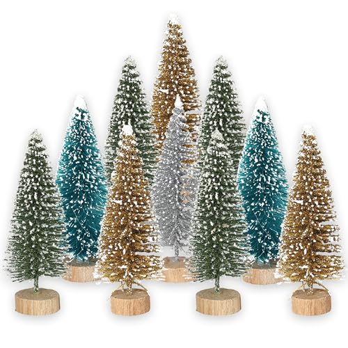 Rsstarxi Design 17 Mini Christmas Tree Cake Decorations - 12 Pack Artificial Cedar Tree Toppers for Holiday & Party Cakes