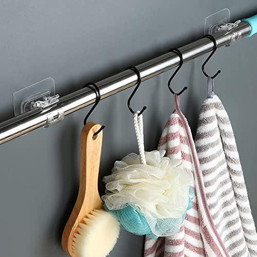 8 Pcs Adhesive Curtain Rod Holders - No Drill Wall Brackets for Rods