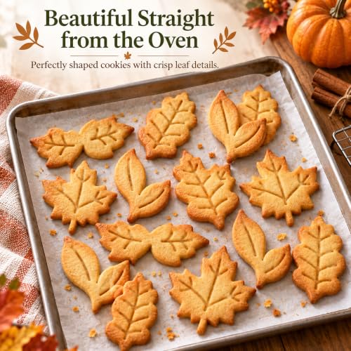 Crethinkaty Leaf Plunger Fondant Cutter Set for Fall & Christmas Baking - Leaf Design