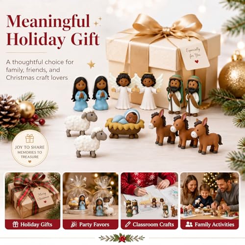 60-Piece Mini Nativity Scene Resin Figurines for DIY Christmas Crafts