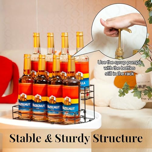 2-Tier Coffee Syrup Organizer Stand, 8-Bottle Countertop Storage Rack