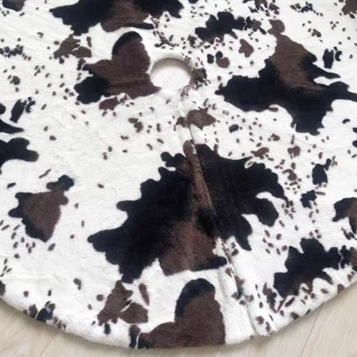 AtiMing Black White Cow Print Plush Christmas Tree Skirt 24 Inches Small
