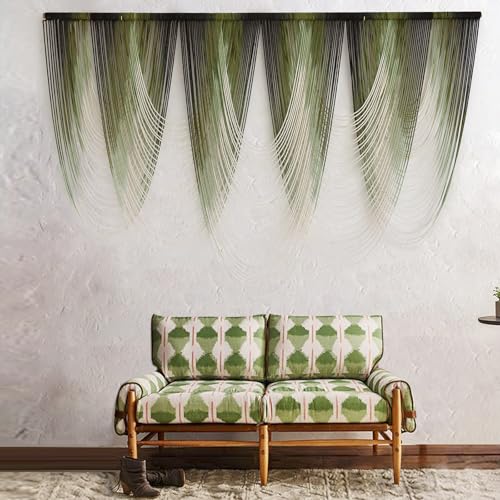 Dip-Dyed Green Macrame Wall Hanging - Oversized Boho Fiber Art (57x41 In)