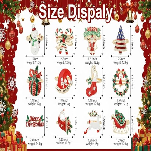 Joiverie Christmas Ring Gold / 12pcs – Festive Napkin Rings Set for Holiday Decor