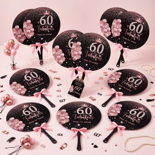 50-Piece 60th Birthday Party Favor Set with Fans and Thank You Cards