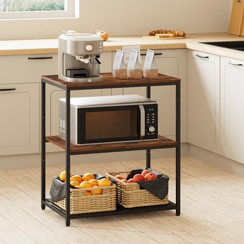 3-Tier Industrial Kitchen Island & Baker's Rack with Storage Shelves