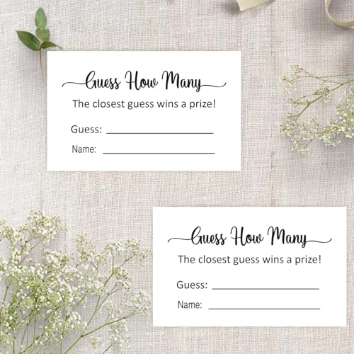 KONKAVA Guess How Many Game Cards for Baby Shower (50 Pack, 3.5" x 2") - Minimalist Design