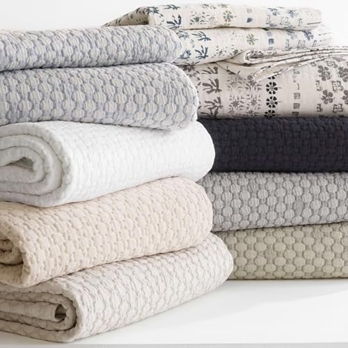 King Blue Solid Cotton Matelassé Coverlet | Soft & Durable