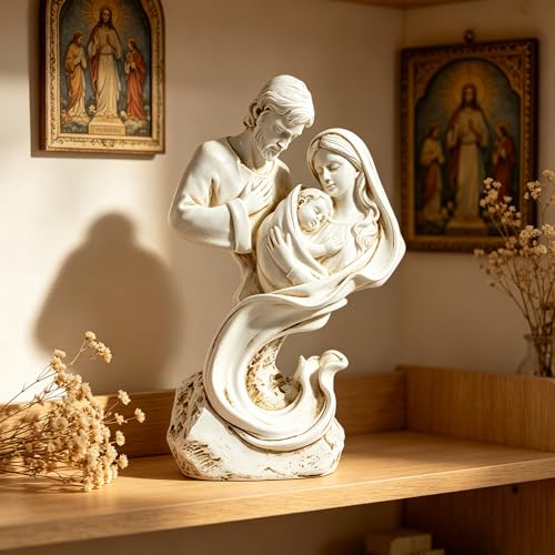 Holy Family Statue Nativity Scene Resin Figurine for Desk & Tabletop Decor