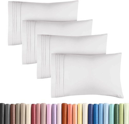 King Standard Pillow Cases by King - Soft Hotel Quality Covers | Comfy Bedding for All Ages - 4 Piece Set in French Grey
