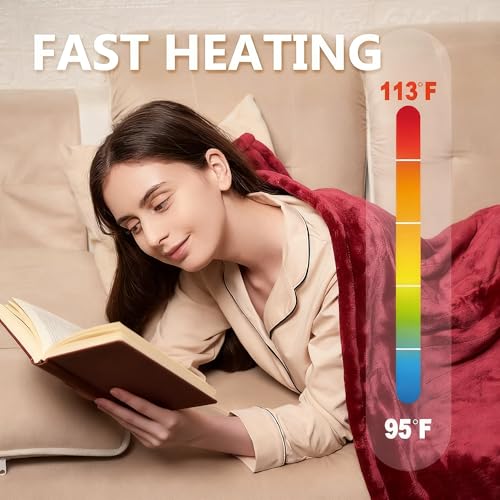 Electric Heated Blanket - Cozy Flannel Throw with Auto Off & Safety Features