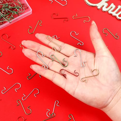 240Pcs Christmas Ornament Hooks Set - Gold, Silver, Red, Green Metal Hooks with Storage Box