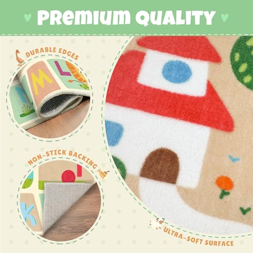 5x7 Alphabet Educational Rug for Kids, Washable Non-Slip Playroom Carpet