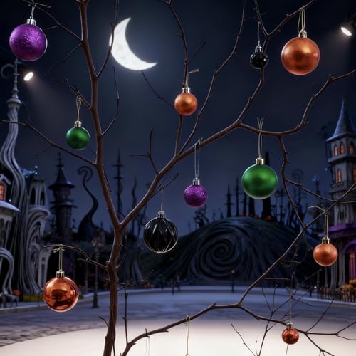30-Piece Mini Halloween Ball Ornaments - 1.18 Inch Shatterproof Tree Decor