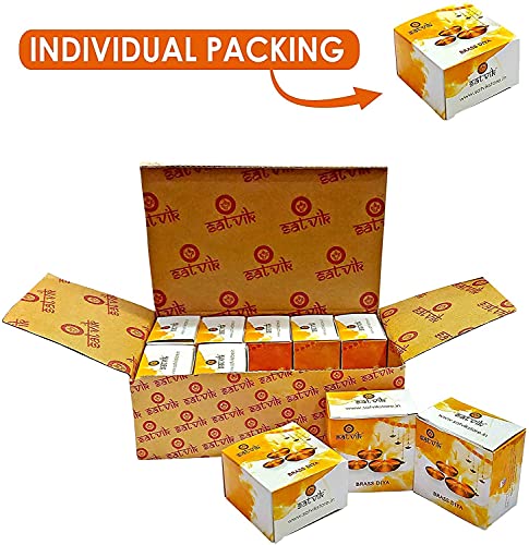 10 Pack Handmade Brass Lakshmi Deepak Oil Lamps for Diwali