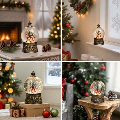 Lighted Musical Snowman Snow Globe Lantern with 6-Hour Timer & Glitter