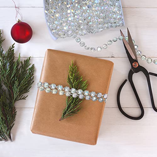 99ft Iridescent Crystal Bead Garland Roll for Christmas Tree & Home Decor