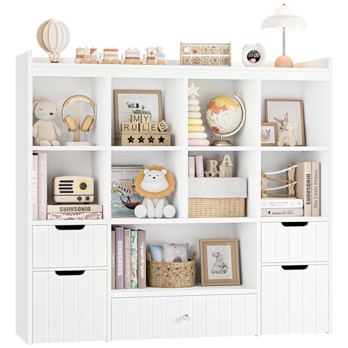 Kids Toy Storage Organizer with Bookshelf, Mobile Bins and Drawers