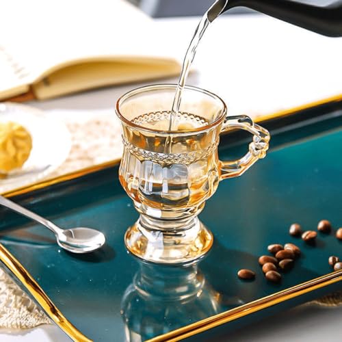 Gray 6oz Double Wall Irish Coffee Mug - Heat Resistant Crystal Glass, Set of 4