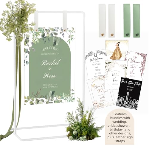 Adjustable Wedding Sign Holder Stand with Leather Hanging Straps