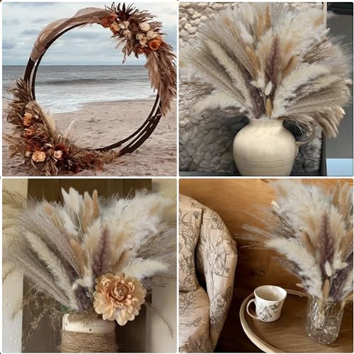 610 Pcs Dried Pampas Grass Decor & Dried Flower Bouquet Set for Boho Home