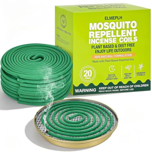Citronella Mosquito Repellent Coils - 20 Count Natural Plant-Based Incense