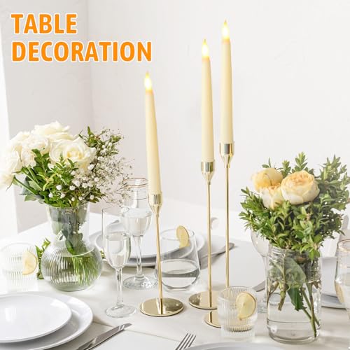 Baquler 50 Pcs 8.5in Ivory Flameless Taper Candles – Bulk LED Candles, 8.5 Inches