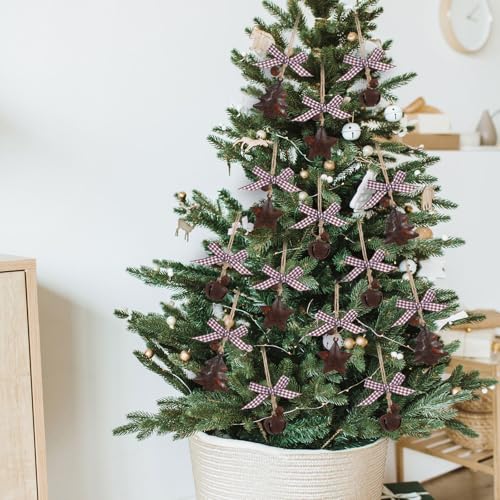 Classic 82 Pcs Rusty Metal Bells Christmas Kit with Jute Twine & Stars