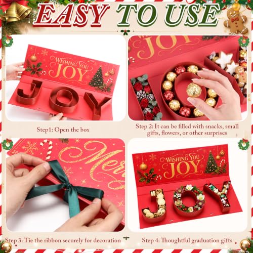 JOY Christmas Gift Box - Red, Gueevin Festive Candy Display