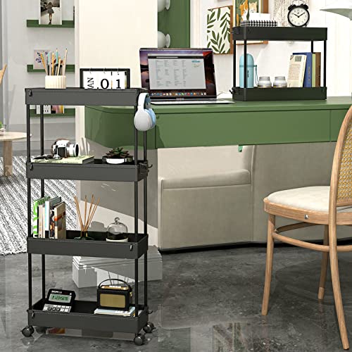 4-Tier Slim Rolling Storage Cart - Narrow Mobile Utility Organizer