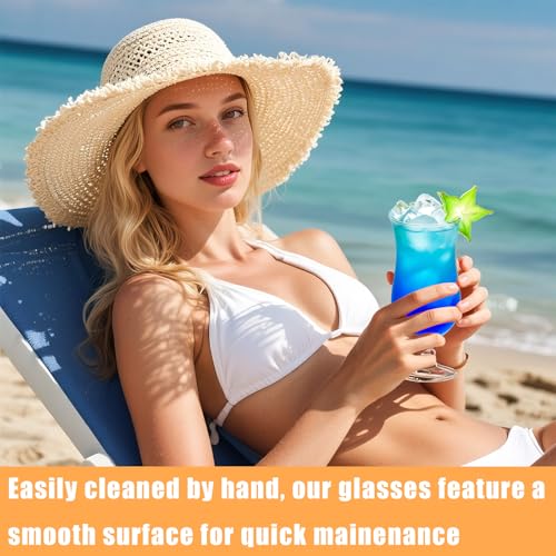 Yesland 6 Pack 14oz Hurricane Glasses - Tropical Cocktail & Drinkware Set