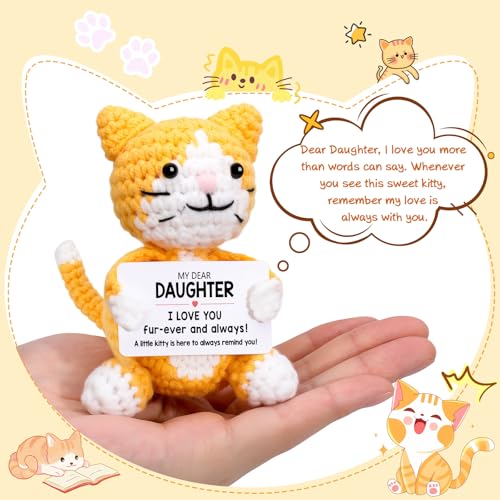 Handmade Crochet Cat Plushie - Emotional Support Gift for Daughter