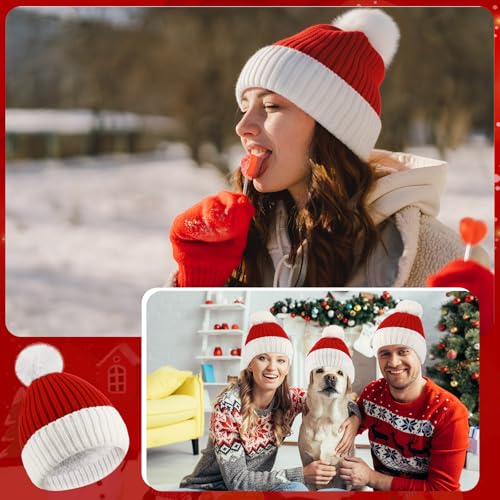 Classic Jamntower Christmas Knit Santa Hat for Adults - Unisex Holiday Accessory, 2 Pack