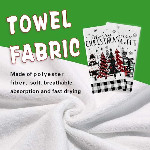Christmas Tree Kitchen Dish Towels Set of 2 - Festive Farmhouse Decor