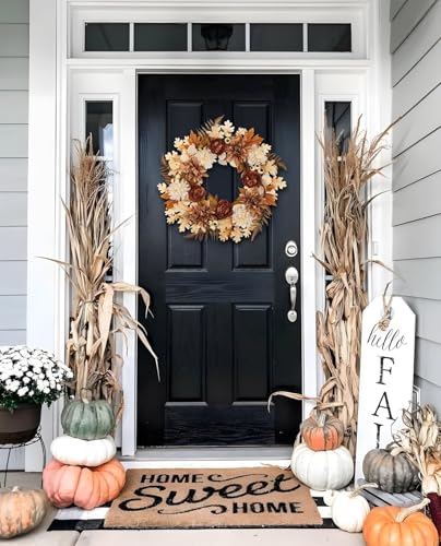 24-Inch Artificial Fall Wreath for Front Door, Autumn Floral Thanksgiving Decor