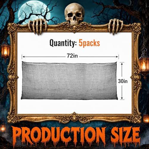 Cyantor 5Pcs Halloween Creepy Cloth Black 30x72 Inch Spooky Fabric