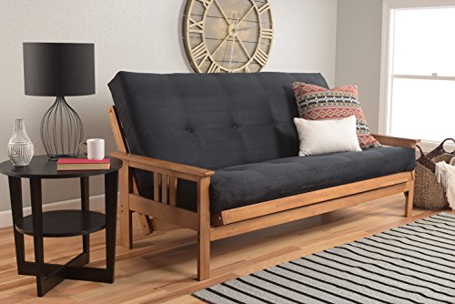Kodiak Furniture Monterey Queen Size Futon Set in Suede Black | Converts to Bed