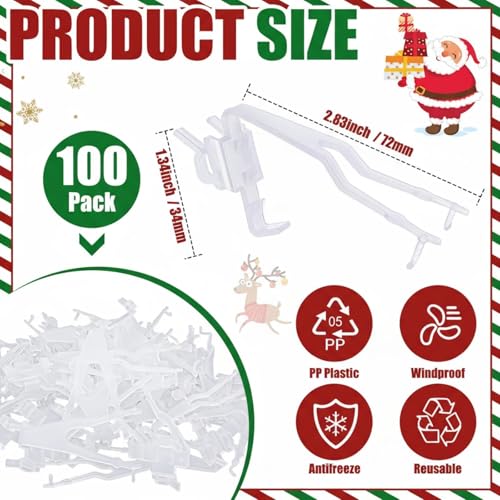 Colingmill 100 Pcs White Christmas Gutter Clips for Outdoor Lights and Gutter Guards